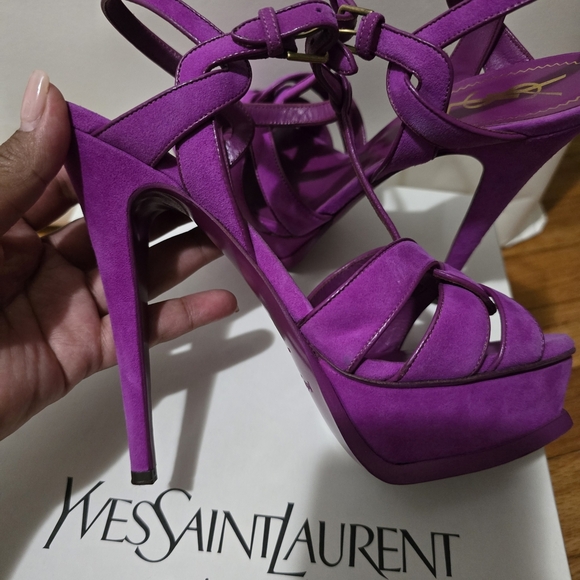 Yves Saint Laurent Vibrant Purple Heels - Picture 3 of 11